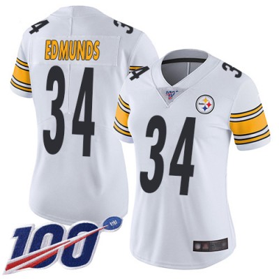 Nike Pittsburgh Steelers #34 Terrell Edmunds White Women's Stitched NFL 100th Season Vapor Limited Jersey